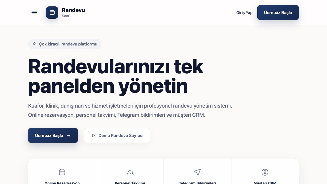 Sofmira randevu yönetimi uygulamasının ana ekranı.